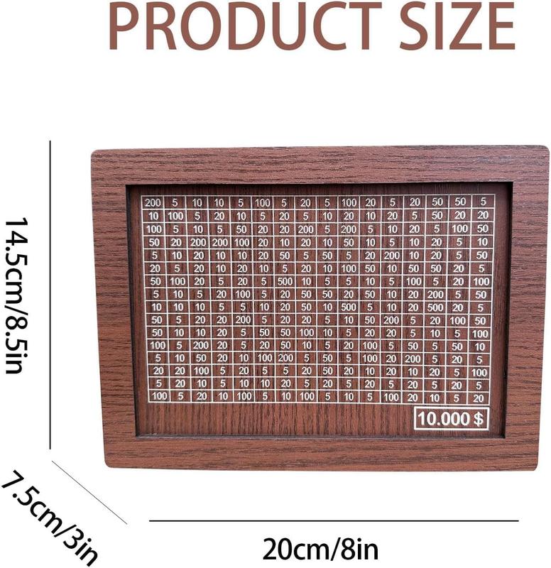 Money Saving Box,Wooden Money Box,Savings Box,with Money Target and Numbers with Counter Crafts Portable Storage Case Money Saving Box for Adults Child (10000 Dollar)