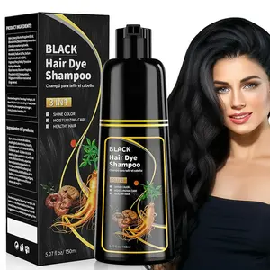 Black Hair Dye Shampoo 3 in 1, 150ML Hair Dye Shampoo for Women Men