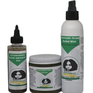 Ayurvedic Hair Growth Bundle - Neem Infused Cream, Oil & Relief Mist for Natural Styles & Braids - Moisturizing & Conditioning Formula