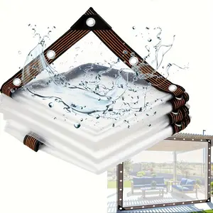 Clear Waterproof Tarp with Seal Ring – Heavy-Duty Outdoor Cover for Patio, Garden, Chicken Coop, Porch, and Camping (78.7” x 118”) Transparent Plastic