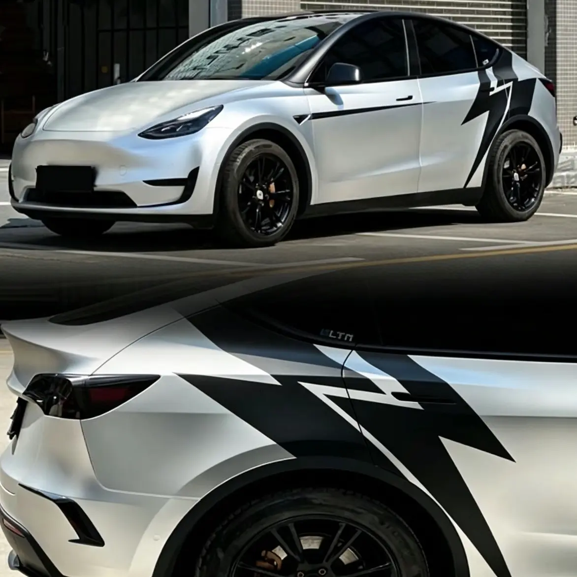 2PCS Lightning Bolt Side Stripe Car Decals - Waterproof Vinyl Exterior Styling Car Stickers, Racing Graphics Accessories for Cars, Trucks