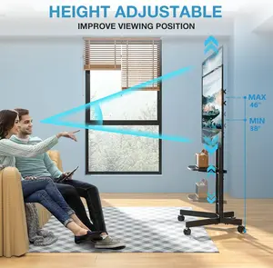 Rolling TV Stand 32-75 Inch With Height Adjustable Shelf