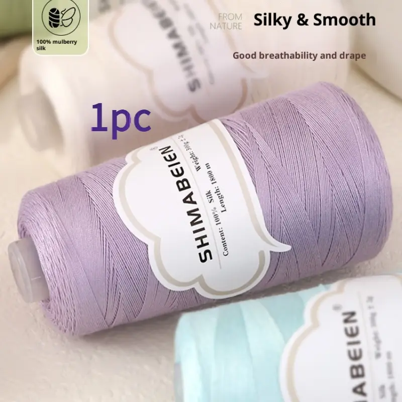 1 Skein Size 7 Silk Lace Yarn, Ultra-Soft Smooth Fine Yarn for Summer, Perfect for Hand Knitting & Machine Weaving, Ideal for DIY Lightweight Short-Sleeved Tops & Breathable Summer Garments