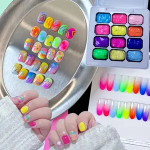 1 Set 12 Color Y2K Nail Polish Gel, Rainbow Dopamine Series, High Saturation Shiny, LED Nail Art, DIY Nail Design, No Flammable Liquid