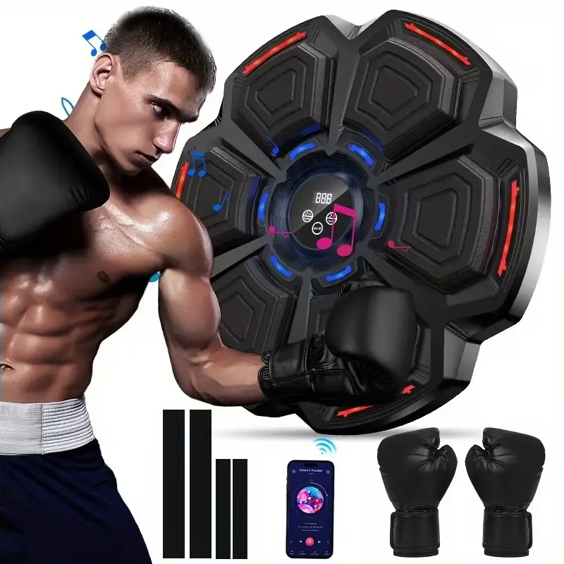 Music Boxing Machine, Interactive Punching Trainer with Boxing Gloves, Large Size Wall Mounted Electronic Boxing Target for Adult Kids, 9 Modes & 9 Speeds