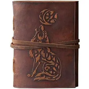 Leather Journal Embossed Bound - Writing Notebook  Daily Notepads for Men & Women Blank Paper   for Art Sketchbook & Notebook 7x5 Inches ( Paper)