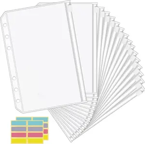 16 count A5 Binder Pocket  Saving Challenge Binder  Envelope, 6 Hole Clear Zipper Pouch Folders A5 Planner Journal Inserts for Budgeting,  PVC Loose Leaf Filing Bags