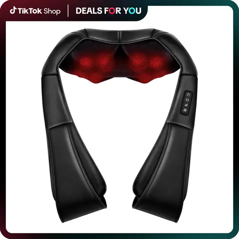 Plug-In Shiatsu Neck Massager - Ergonomic Cervical Massage Device with 3 Speed Levels, Gentle Warmth for Tense Muscles, Deep Tissue Kneading, Circulation Boost, AC Adapter, Portable Fabric & PU Leather Relaxer, Black, Gifts for Women