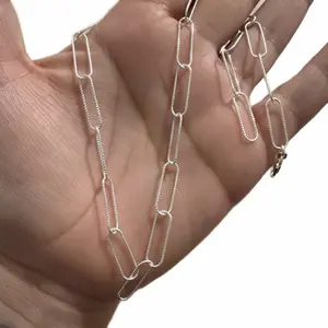 Cadena paper clip plata 925,  16” de largo.