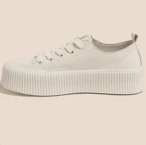 Classic Chunky Sole Cream Leather Sneakers