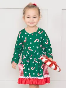 Christmas Peppermint Party Ruffle Dress