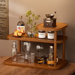 Modern Multi-Layer Desktop Storage Rack, Dorm Bedroom Office Living Room Cup Holder, Home Decor Storage Solution, Desk Organizer, Oak Material