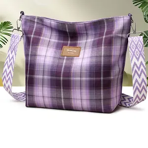 Women's Stylish Checkered Crossbody Bag with Letter Tag Decoration, Versatile for Daily Commute and Travel, Trendy Casual Shoulder Bag, Crossbody Purse