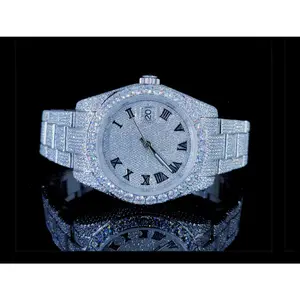 Vvs Moissanite Diamond Round Dial Mechanical Watches