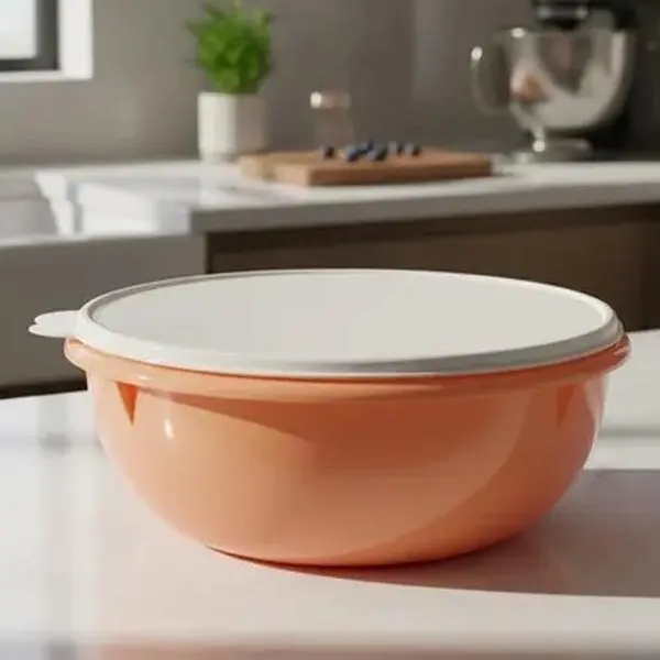 26-Cup Eco-Friendly Plastic Mixing Bowl with Coral White Lid, Multi-Use Tableware with Lids for Pasta Prep, Dessert Bowl