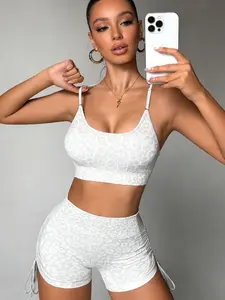 Leopard Print Women’s Bra and Shorts Set, Sexy Vintage Yoga with Medium Support, Fits All Seasons, Wireless Comfort