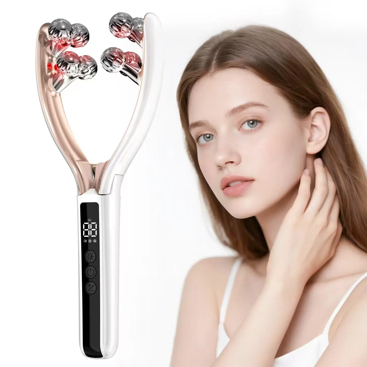 Doge&Vollar Electric Face & Neck Roller Massager, Rechargeable Massage Tool for Home & Travel