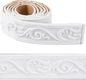 88" x 2" Crown Molding Peel and Stick, 3D Flexible Foam Wall Trim, White Self-Adhesive Wallpaper Border, Decorative Sticky Edging Baseboard for Mirror Border, Wall & Hotel DIY Decor