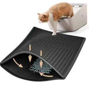 Double Layer Cat Litter Mat, Non-Slip Washable, Easy to Clean, Scatter Control, Pet Supplies, 27x47 Inches Extra Large Honeycomb Mat, Urine & Waterproof Trapping Mat for Kitty Litter Box, Less Waste