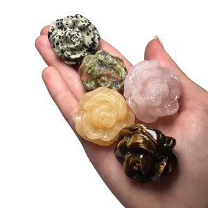 Mini Rose Carving - Gemstone Rose Carving - Crystal Rose Carving