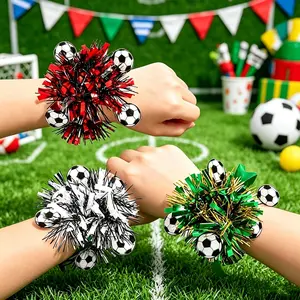 Artificial Wrist Ribbon Bracelet, Football Cheer Ring, Party Accessory, Fan Gear, Photo Prop, Easy to Wear, Sports Team Support, Lariat, Match Day Band
