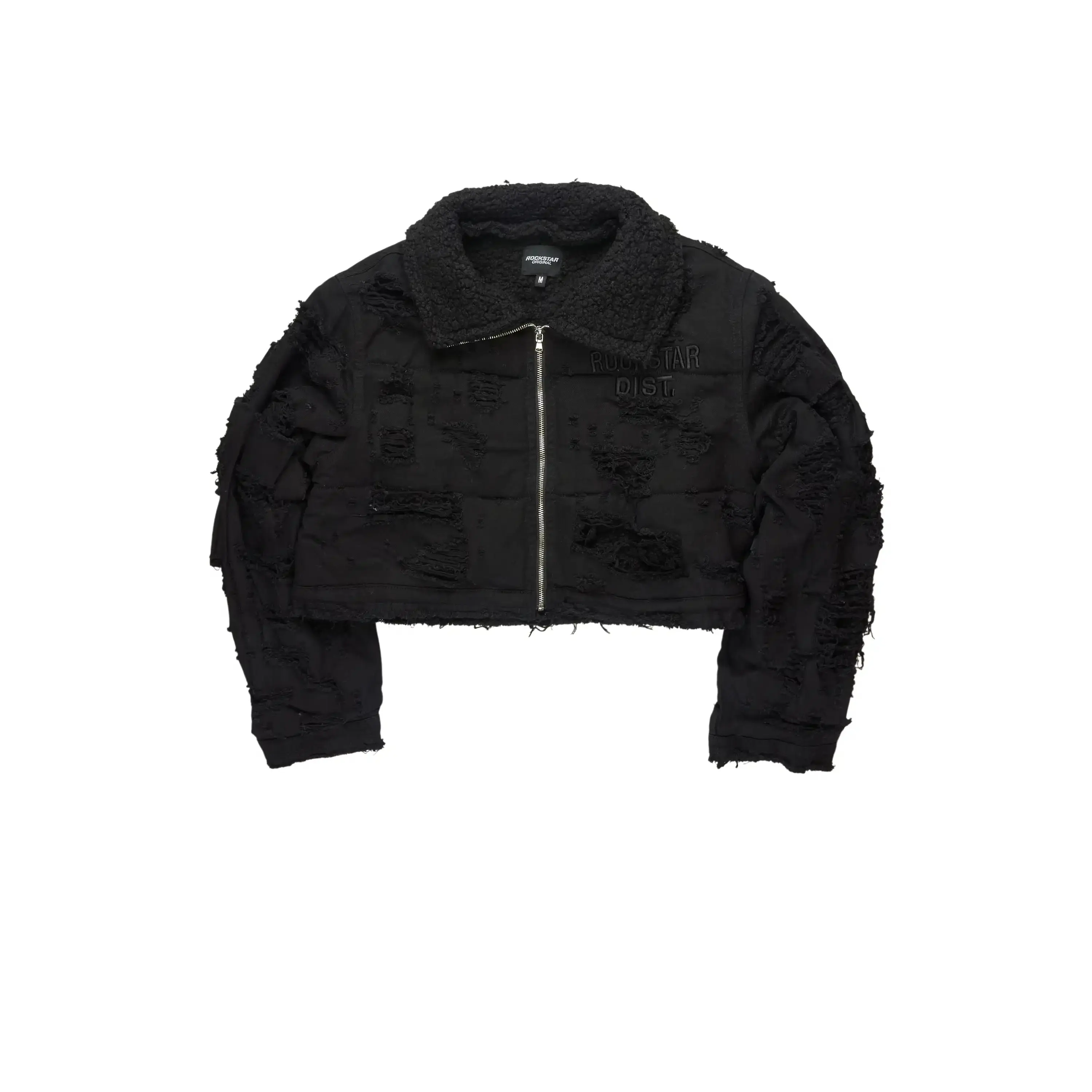 Fara Black/Black Denim Sherpa Puffer Jacket Fara Black/Black Denim Sherpa Puffer Jacket