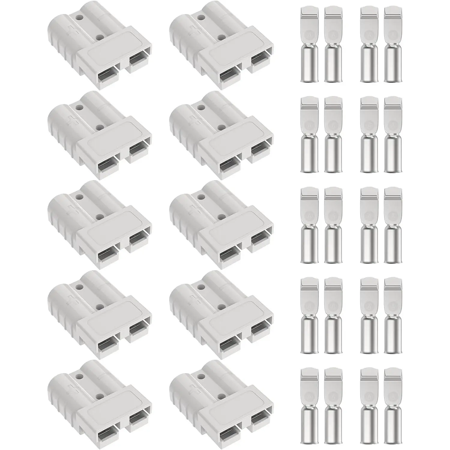Anderson Connector 50A-600V with 6-12 Gauge, Gray 10PCS Battery Quick Connect/Disconnect Battery Quick Connector Wire Harness Plug Kit for Winch, Trailer, Towing Systems