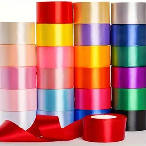 5 Rolls 4cm X 25yd Satin Ribbon, Pure Color Fabric Ribbon, Craft Roll Chair Sash, Valentine's Day Gift Wrapping, Party Wedding Decorations, Gift Box Design, Garland Ribbon