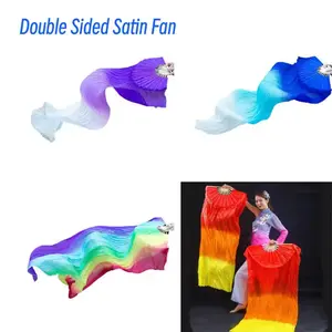 1 Piece 150cm Extra Long Floating Head Silk Fan, Hand Fan, Dual-Sided Satin Dance Fan for Adults, Square Dance Performance Prop, Twirling Fans