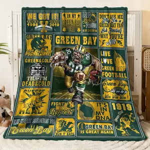 Green Bay Football Fan Flannel Blanket - Retro Design with Iconic Slogans (WE GOT IT/IT'S IN MY DNA), Player Graphics, Team Colors & Historic Elements, Soft Cozy Throw for Bed/Couch, Ideal