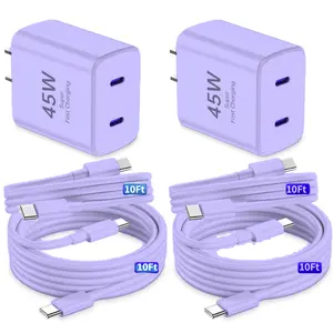 For iPhone 16 17 15 Pro Max Charger Fast Charging ,45W Dual Port USB C Super Fast Charger Block with 10Ft Extra Long 60W USB C Cable for iPhone 17 16 15 Pro/17 16 15 Plus/Air