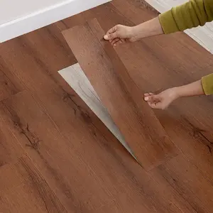 Self-Adhesive Retro Wood Grain Waterproof Floor Tiles, Easy-To-Peel-And-Stick PVC 3D Wall Panel, Ideal for Home Renovation, Kitchen Floor Decor, Stick And Peel Flooring