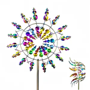 Metal Design Windmill 3D Wind Spinners - 8 Wind Spinners for Outdoor Lawn, Patio & Garden Decor with Motion and Garden Features