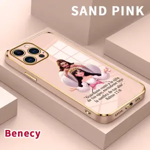Luxury Electroplated TPU Phone Case for iPhone 15 Pro Max 16 14 Plus 13 12 11 Divine Crown Blessing Classic Straight Design Ultra Thin Soft Smartphone Cover Cellphone Shockproof Casing