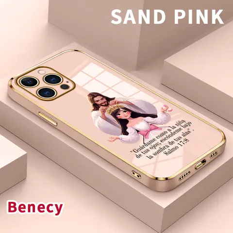 Gold-Edge Luxury Electroplated TPU Silicone Cellphone Case - Divine Crown Blessing Classic Straight Design, Ultra Slim Soft Casing, Shockproof Protection Accessories for iPhone 11,12,13,14 Plus,15 Pro Max,16,16 Plus