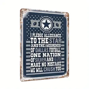 Dallas Football Themed Metal Tin Sign, Vintage Style Iron Wall Hanging Decor, Waterproof & Weatherproof, Multipurpose, With No Electricity Needed, For Home, Bar, Man Cave