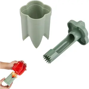 2 in 1 Bell Pepper Seed Remover & Corer Tool, Multifunctional Vegetable Fruit  for Removing Cores & Seeds in Kitchen, , Camping