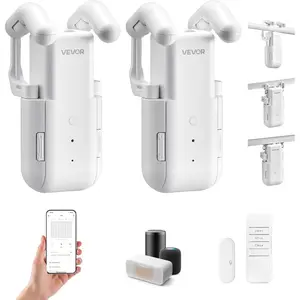 VEVOR Automatic Curtain Opener, 2 Pack, APP and Remote Control, Hub Included, Electric Smart Curtain Opener Compatible with Alexa and Google Home, Timed Opening and Closing, for Roman Rods, U/I RailsVEVOR Super Brand Day