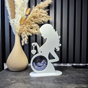 Women's 3D Printed Mother Silhouette Baby Ultrasound Decorative Stand, Hollow Out Design Embedded Sonogram Memorial Display Rack