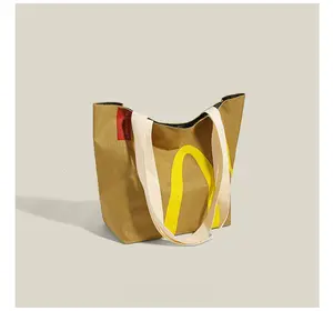 Funny Backpack Classic Large Capacity Paper Bag Cute Shoulder Bag Casual Canvas Backpack Notebook Bag for Women Men