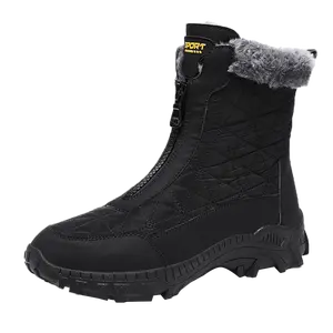 Winter Men's  Outdoor Hiking Boots Tire-Sole Non-Slip, Fleece-Lined Warm & Comfortable Lining Snow Boots
