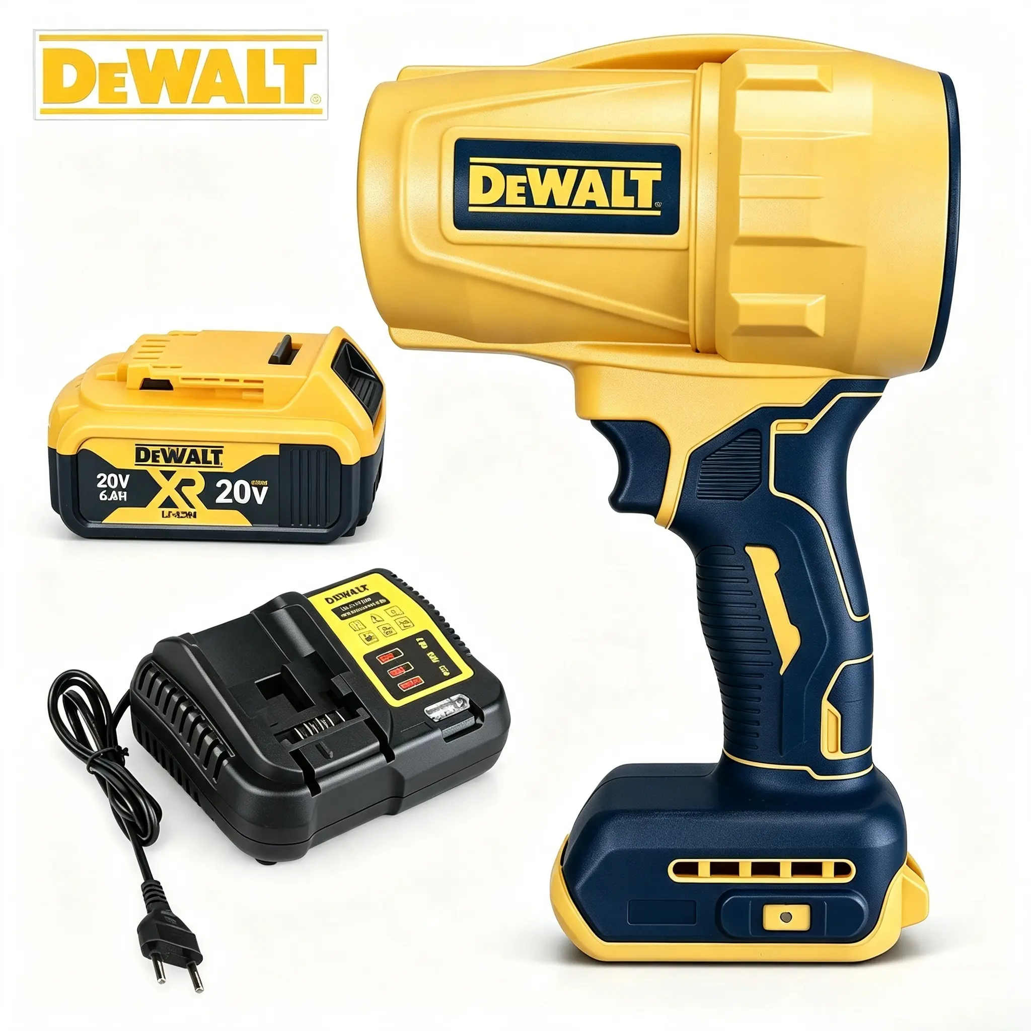 DeWALT 20V Max Brushless Power Blower - 24000 RPM Motor, 700W Power, 1000g Full Thrust, 0.9kg Air Volume for Job Site Dust Clearing & Lawn Debris Blowing