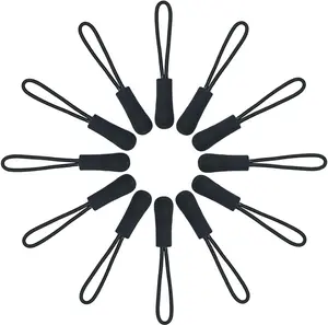 20 Pcs Nylon Cord Extension Zipper Tab Tags for Backpacks, Luggage, Jackets, Purses, Handbags (Black) yuntop