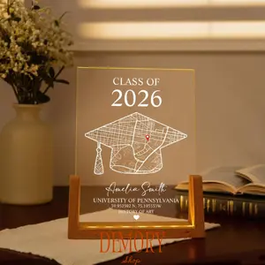 Personalized University Map Night Light, Class Of 2026 Acrylic Plaque Led Lamp, Graduation Gift Class Of 2026 Gift, College Grad Keepsake