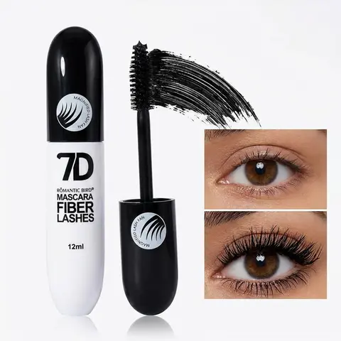 7D Silk Fiber Mascara - Waterproof, Volumizing, Lengthening, Curling Makeup Product, 24-Hour Wear for Flawless Dramatic Lashes, Beginner-Friendly for Adults, All Skin Types, Gift