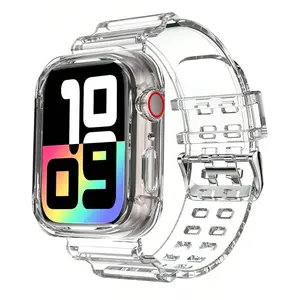 Apple Watch Candy Color Transparent Band + Case, Size Options 49mm-38mm, Crystal Sports Strap with Protective Frame, Fits Iwatch Series 11-1 Se Ultra