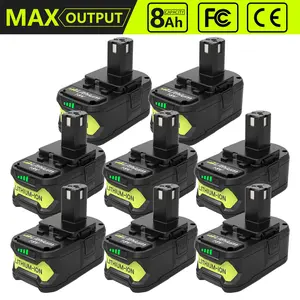 8.0Ah 18 Volt High Capacity Replacement for Ryobi 18V Battery 8000mAh, Compatible with Ryobi 18 Volt Lithium ion Battery P108 P107 P105 P104 P103 P102 Cordless Power Battery Tools lithium-ion Batteries Pack flexvolt max  battery