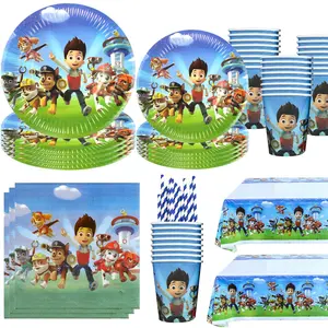 Cartoon Paw Patrol Birthday Decor Balloons Set Foil Number Globlos Dogs Skye Tableware Tablecloth Supplie Cake Topper Decoration