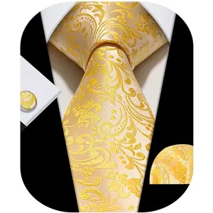 Rayhop Mens' tie set Tie& pocket square&cuffs silk tie for men 3-pieces Set