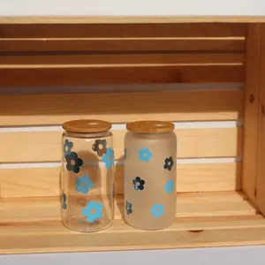 16oz Blue Daisy Libbey Glass